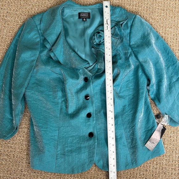 ADRIANNA PAPELL evening Essentials Women's Size 16W Teal Shimmering jacket - Picture 7 of 11